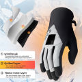 ROCKBROS Cycling Gloves Warm Fleece Lining Screen-touch Full Finger Motorcycle Gloves Adjustable Lightweight Windproof Non-slip Bicycle Riding Gloves. 