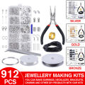 912Pcs Wire Hot Sell Jewelry Making Starter Kit For DIY Crafts With Repair Tool - Silver. 