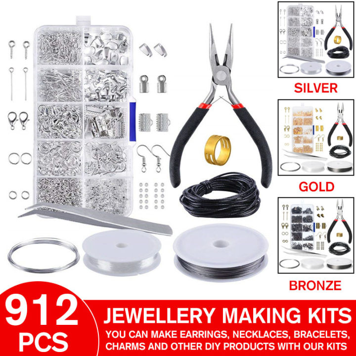 912Pcs%20Wire%20Hot%20Sell%20Jewelry%20Making%20Starter%20Kit%20For%20DIY%20Crafts%20With%20Repair%20Tool%20-%20Silver%20-%20Image%202