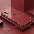 For OPPO F21 Pro 5G Back Cover with Lanyard Fashion Shiny Plating Maple Leaf Design Camera Lens Protection Square Edge Soft Silicone Protective Phone Case. 
