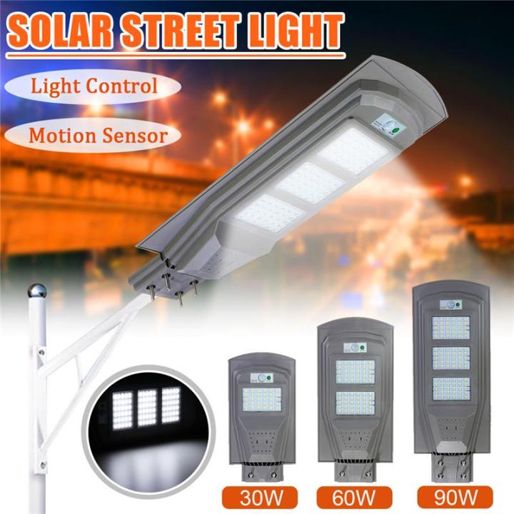 30W/60W90W LED New Solar Street Wall Light 5730 SMD PIR Motion Sensor + Light Control Waterproof IP67 Outdoor Garden Waterproof Polycrystalline Solar Panel - Apricot