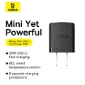 Baseus 20W Fast Charger for Type-C PD3.0 Quick Charge Fast Charging for iPhone 15 14 13 12 Pro Max Samsung Xiaomi Huawei Wall Phone Charger Adapter. 