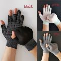 Ice Cool Stretch Sports/Biking Sunscreen Open/Half Fingers Driving Mittens Sun Protection Anti-Slip Fishing Gloves. 