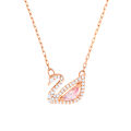 SWAROVSKI Iconic Swan Necklace and Earrings Collection, Rose Gold Tone Finish, Black Crystals. 