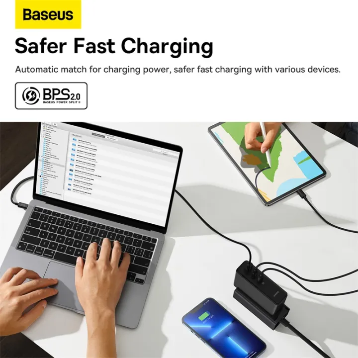 Baseus%20140W%20GaN5%20USB%20C%20Fast%20Charger%20PD3.1%20QC4.0%20Triple-port%20Quick%20Charger%20For%20iPhone%2014%20Pro%20Max%20Vivo%20Oppo%20MacBook%20Pro%20%5BFree%20USB%20C%20Cable%5D%20-%20Image%207