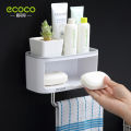 【FUN LIVE】 Ecoco Multifunctional Bathroom Soap Holder Wall-Mounted Shower Rack Storage Organizer With Towel Hanger Bathroom Dispensers. 