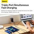 Baseus 140W GaN5 USB C Fast Charger PD3.1 QC4.0 Triple-port Quick Charger For iPhone 14 Pro Max Vivo Oppo MacBook Pro [Free USB C Cable]. 