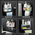 【FUN LIVE】 Ecoco Multifunctional Bathroom Soap Holder Wall-Mounted Shower Rack Storage Organizer With Towel Hanger Bathroom Dispensers. 