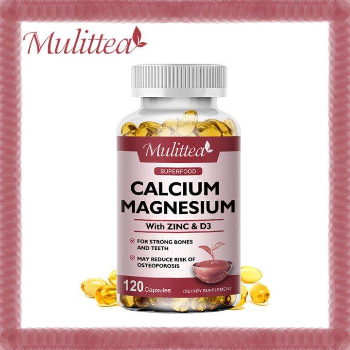 Mulittea Calcium 1000mg Magnesium 400mg Zinc 25mg Vitamin D3 600iu Promotes Bone Muscle Nervous System Health and Promotes Cell Growth