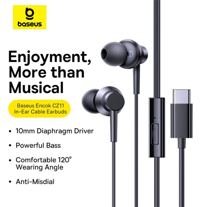 Baseus Encok CZ11 HZ11 Wired Earphones For Samsung XiaoMi Huawei Vivo appo Phone Sports Wire Control Ulta Low Latency