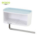 【FUN LIVE】 Ecoco Multifunctional Bathroom Soap Holder Wall-Mounted Shower Rack Storage Organizer With Towel Hanger Bathroom Dispensers. 