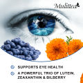 Mulittea Eye Vitamins with Lutein, Zeaxanthin, Bilberry Supports Eye Strain, Vision Health Dryness Provides Eye Health and Vision Support. 