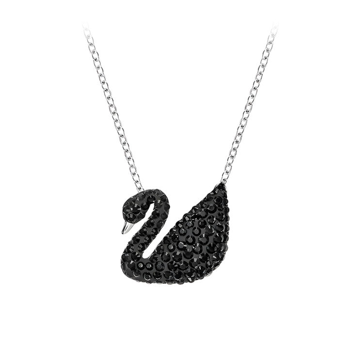 SWAROVSKI%20Iconic%20Swan%20Necklace%20and%20Earrings%20Collection,%20Rose%20Gold%20Tone%20Finish,%20Black%20Crystals%20-%20Image%206