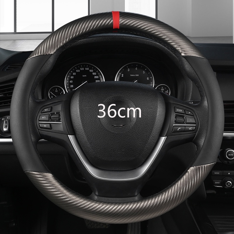 【Deal】 36cm Leather Carbon Fiber Car Steering Wheel Cover Size S for Civic Ciimo Jade Alto NISSAN Juke Auto Acces