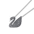 SWAROVSKI Iconic Swan Necklace and Earrings Collection, Rose Gold Tone Finish, Black Crystals. 