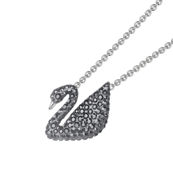 SWAROVSKI%20Iconic%20Swan%20Necklace%20and%20Earrings%20Collection,%20Rose%20Gold%20Tone%20Finish,%20Black%20Crystals%20-%20Image%204