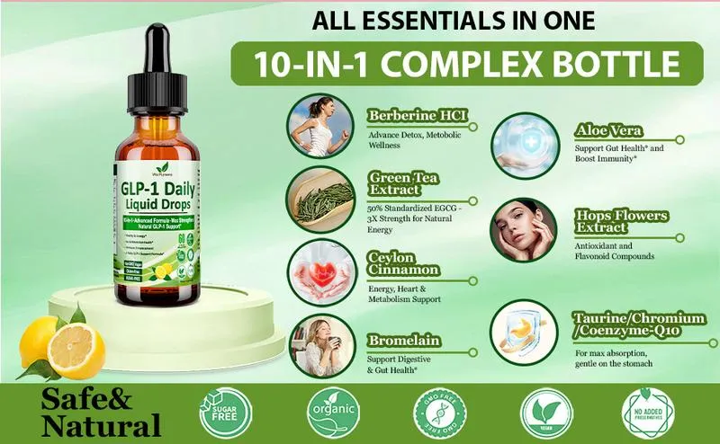 GLP-1 Supplement Liquid Drops, GLP 1 Activated Fiber, with 800 mg  Berberine, Ceylon Cinnamon, Green Tea, Bromelain, Natural GLP-1 Support Gut  and Digestive Health Immune and Energy Support-zengding | Daraz.lk