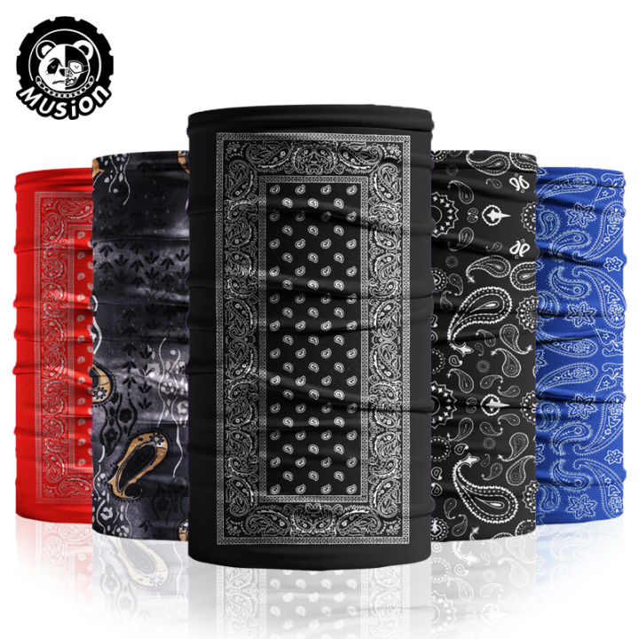 【Fast and Free Delivery】 Musion Elastic Paisley Bandana Fashion Men Head Scarf SPF 30 Anti UV Motorcycle Neck Sun Protection Buff Headband for Rider