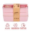【Footprint】 Japanese Lunch Box 3 Layer Wheat Straw Bento Box Portable Picnic Food Fruit Container Storage Box Wheat Plastick Travel Eco-Friendly Dinnerware Healthy Tableware 900ML. 
