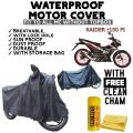 【Footprint】 RAIDER R150 FI MOTORCYCLE COVER With Free Clean Cham | Original Universal Waterproof Motorcycle Cover For All Motor, Waterproof Motor Cover Black | COD. 