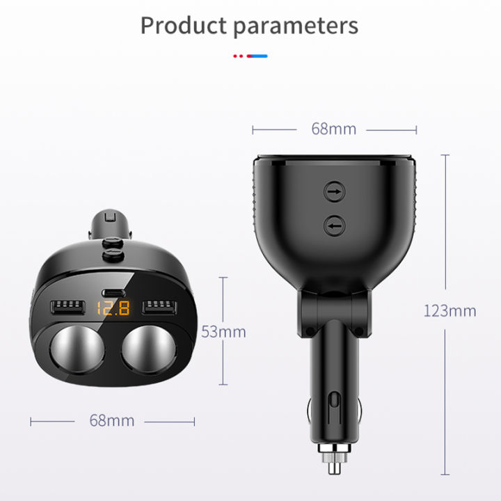 %E3%80%90Footprint%E3%80%91%2080W%2012/24V%20QC3.0%20Dual%20USB%20Car%20Charger%20Lighter%20Adapter%20Car%20Lighter%20Socket%20Splitter%205%20In%201%20With%20Type-C%20Charger%20-%20Image%202