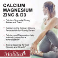 Mulittea Calcium 1000mg Magnesium 400mg Zinc 25mg Vitamin D3 600iu Promotes Bone Muscle Nervous System Health and Promotes Cell Growth. 