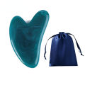 Natural Resin GuaSha Scraping Massage Tool with Storage Bag Heart Shaped Stainless Steel GuaSha Board Face Body Scraping Massage Tool P00218-Green. 