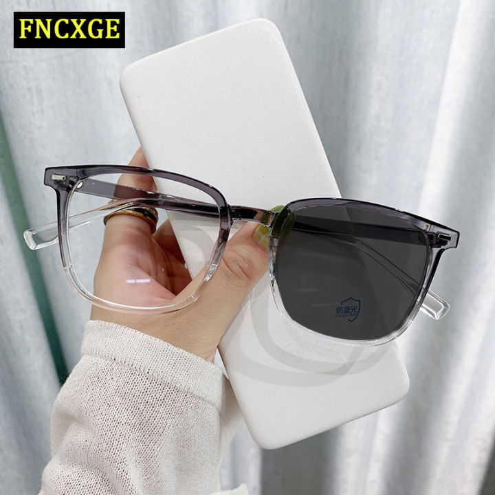 FNCXGE Women Men Photochromic Anti Radiation Blue Light Glasses Replaceable Lens Eyeglasses Computer Square Eyewear Frames For Lady
