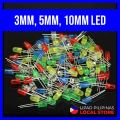 3mm 5mm 10mm LED Sold Per Piece Light Emitting Diode Red Green Blue White Yellow Lamp Bulb Arduino DIY Electrical Electronics Project Super Bright. 
