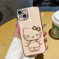 AnDyH Casing For OPPO Reno 7z 5G A96 Reno7 Lite F21 Pro 5G Reno 8 Lite Reno 8Z Case Cartoon Fashion Hello Kitty Plating Reversible Mirror Folding Stand Phone Case Shockproof Phone Casing Full Lens Cover Camera protective Softcase. 