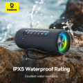 Baseus AeQur 30 Air Wireless Bluetooth Speaker IPX5 Waterproof Portable Loudspeaker Music Stereo Outdoor Subwoofer Splash Proof Rechargeable Music Player with Colorful Ambient Light. 
