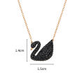 SWAROVSKI Iconic Swan Necklace and Earrings Collection, Rose Gold Tone Finish, Black Crystals. 