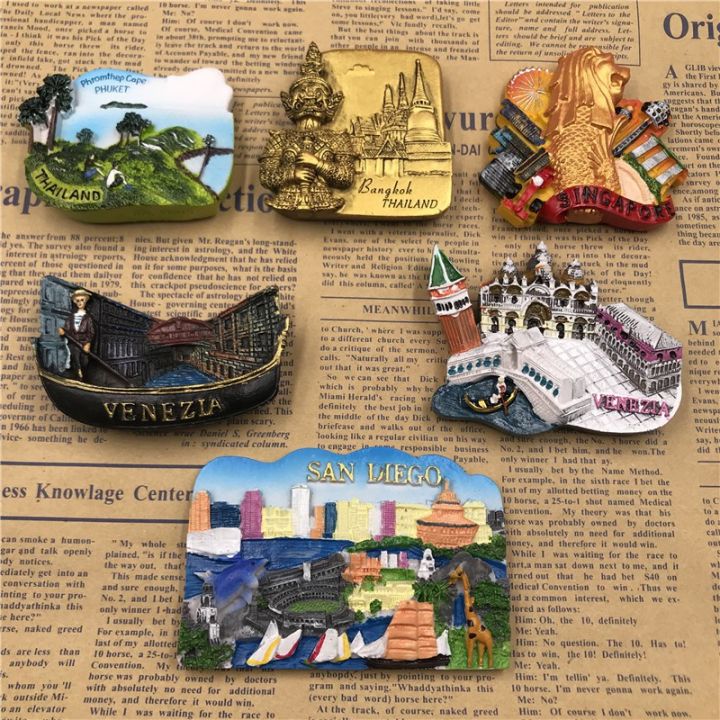【Premium Quality】 Fridge Magnet Thailand Phuket Singapore Merlion Panoramic Magnetic Souvenir Refrigerator