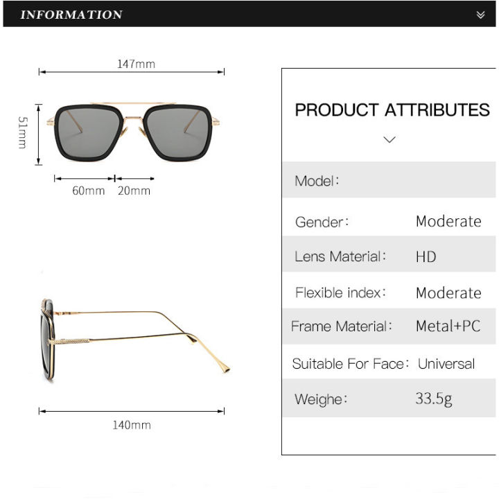 FNCXGE%202025%20Luxury%20Fashion%20Avengers%20Tony%20Stark%20Flight%20Style%20Sunglasses%20Men%20Square%20Brand%20Design%20Sun%20Glasses%20Women%20Retro%20Male%20Iron%203%20Shades%20For%20Man%20-%20Image%207