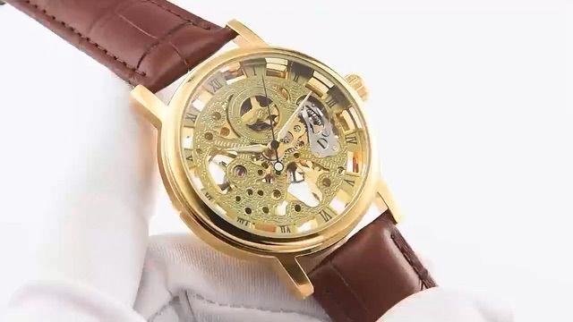 Luxury Skeleton Transparent Watch | Dual-Sided Glass | Elegant Leather Strap Timepiece for Men & Boys