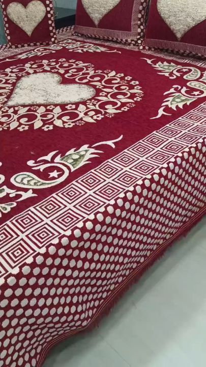 4 Piece Velvet Jacquard Bedsheet king size Bedsheet size 90x100