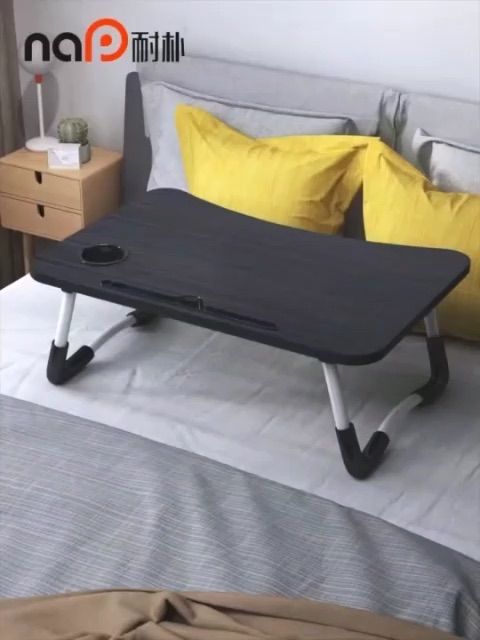 Portable Folding Laptop Stand Holder Study Table Desk Wooden Foldable Computer Desk for Bed Sofa Tea Serving Table Stand without cup holder