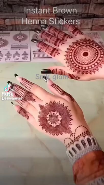 Henna stickers , Temporary Arabic design Henna Tattoo for both hands, Henna Tattoo