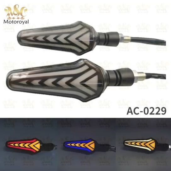Bike Indicator Slides Arrow Running Style With LAVA DRL Yellow-White/Yellow-Red/Yellow-Blue (2 Piece Set) | Fancy Universal Indicator For Motorcycle | Mini Fancy Indicator for Bike