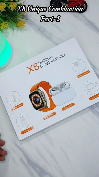 X8 Unique Combination | X8 Smart Watch Ultra | Airpods Pro 2 | Wireless Powerbank | 20W Charger