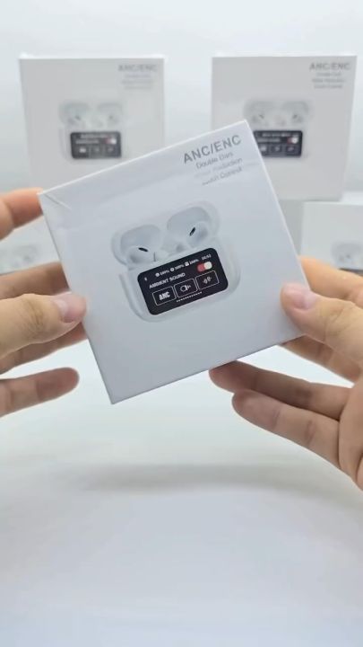 Touch Screen LCD White Apple Airpods Pro Wireless Bluetooth A9 Earbuds ANC/ENC with Multi Level Active Noise Cancellation Headphones