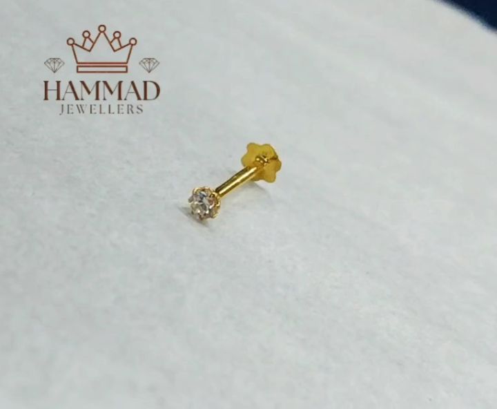Get the Pure 22 Karat Gold Nose Pin/Kokka/Koka/Nose Ring/Nathli/Nathni with 1 Stone for Ladies/Womens/Girls