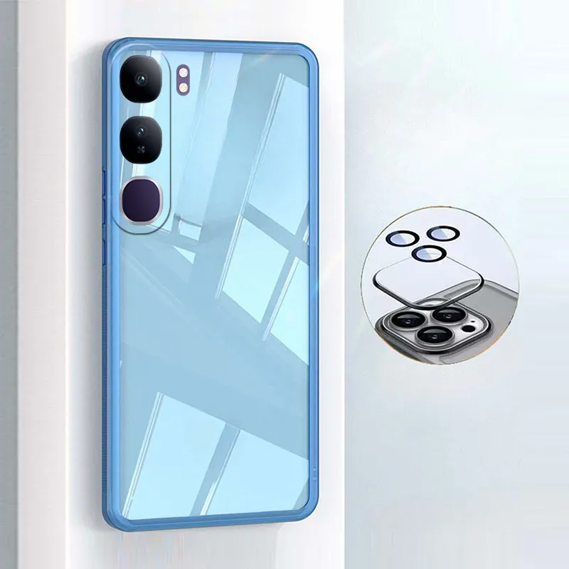 YUXING Cover per Vivo V40 5G Custodia Trasparente con Pellicola Protettiva Lenti Morbida Ultra Sottile Antiurto Bumper Slim Case - Viola