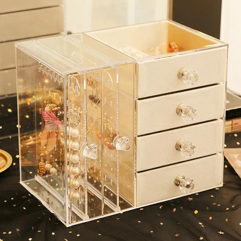Jewelry Storage Box Earring Display Necklace Organizer Drawer