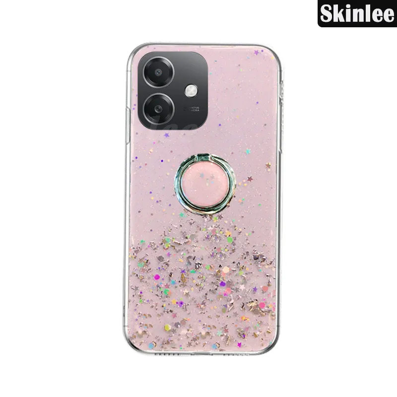 Phone case For OPPO A3X Back cover Glitter Starry Sky Bling Ring Lanyard  Shiny Transparent Holder Stand Girls Soft Cover For OPPO A3 Cover cases