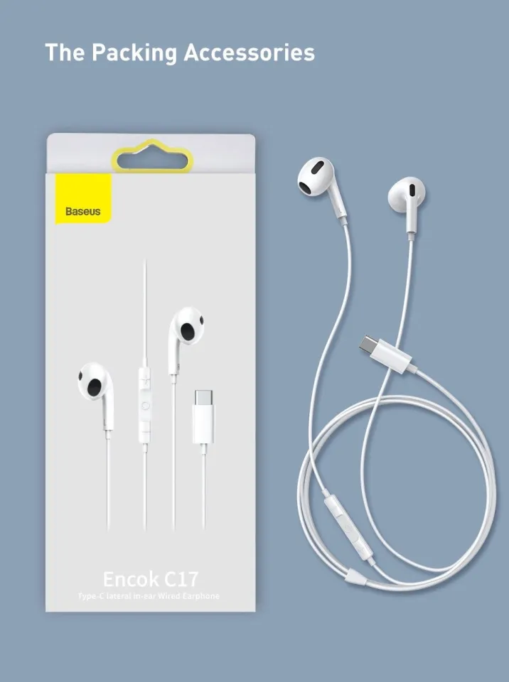 Baseus Type C Earphones, C17 in-Ear Wired USB-C Handsfree Earbuds