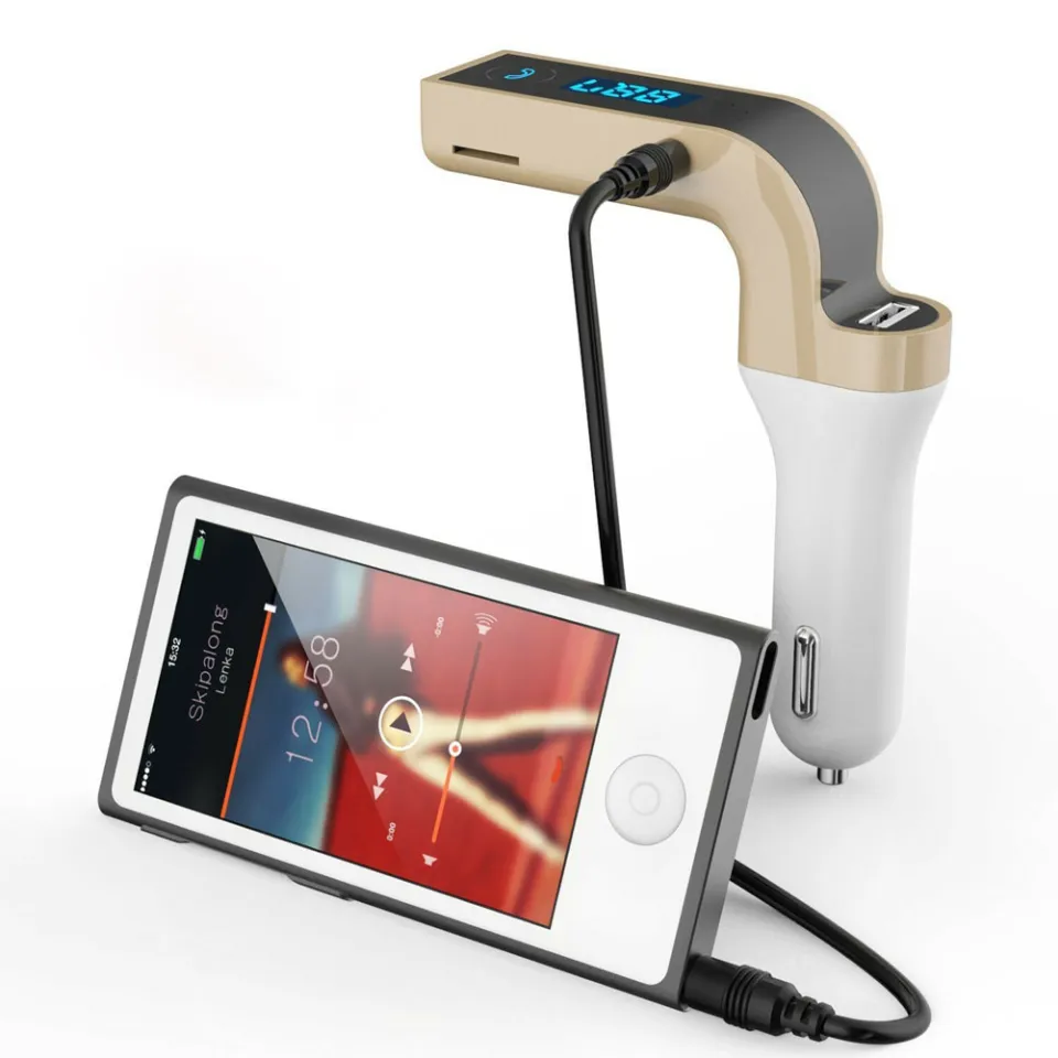 1pc Car Kit Bluetooth Handsfree FM Transmitter Cigarette Lighter Type Radio  MP3 Player USB Charger