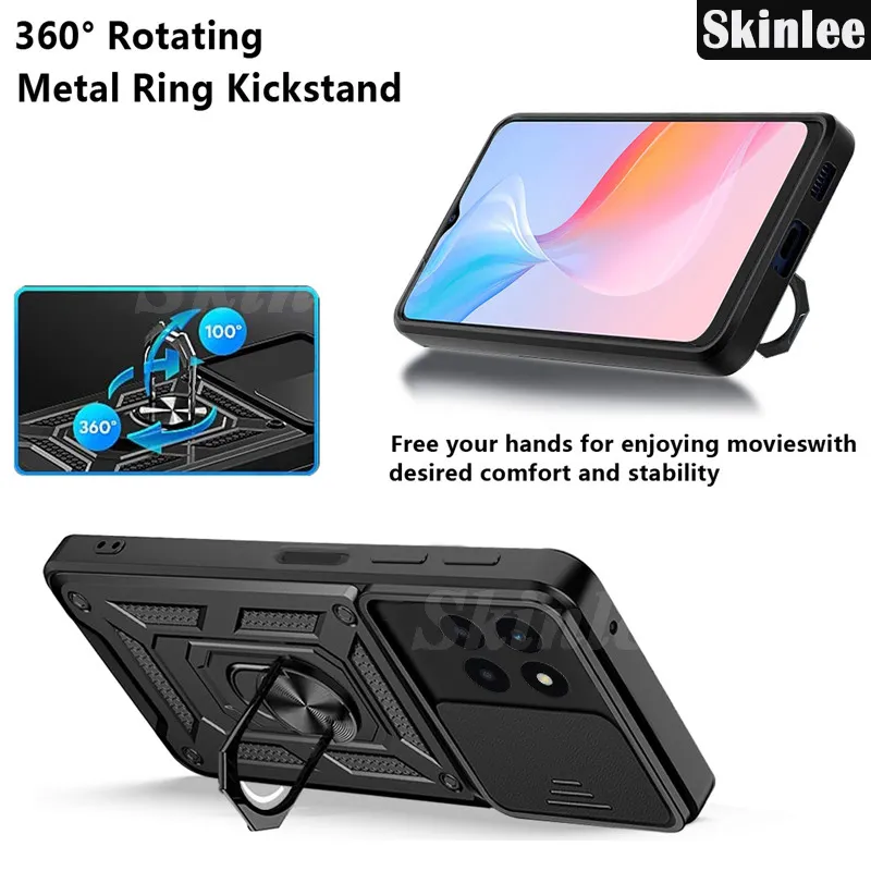 Samsung Galaxy A26 Case With Slide Camera Cover,Rotated Ring Kickstand Military Grade Shockproof Protective Cover I529606090