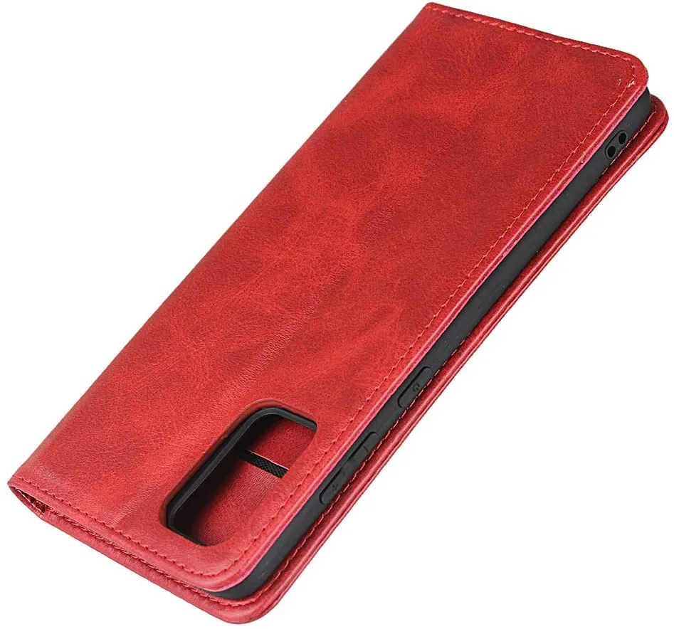 Xinyunew Cover Portafoglio In PU Pelle Per Oppo Reno 6 Pro Plus – Con Slot Per Schede E Supporto, Rosso