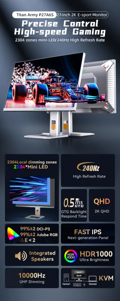 TITAN ARMY 27 inch 2K MINI LED game display 240HZ high refresh